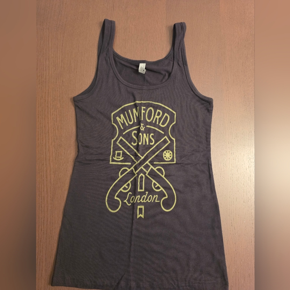 Next Level Apparel Tank with Yellow Mumford & Sons Crest London Tee Size Medium - Picture 1 of 3